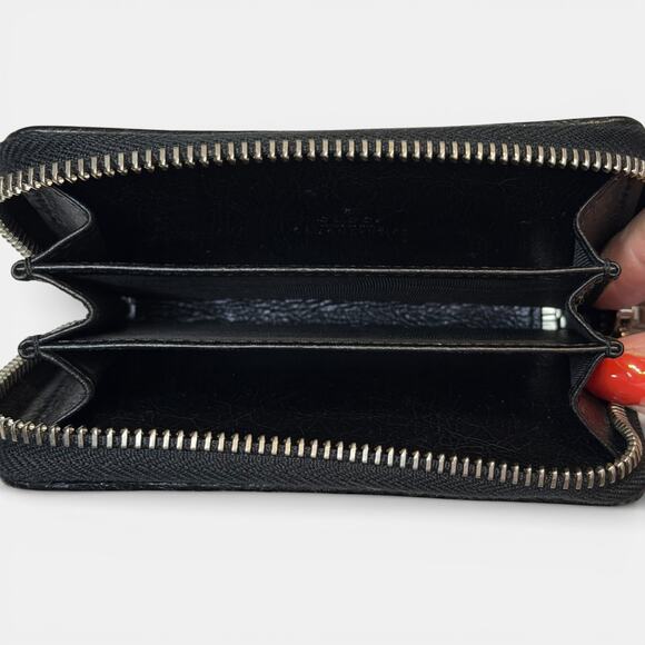 Gucci Black Grained Leather Zip Wallet Iconic Interlocking GG w/Storage Box - Picture 2 of 9